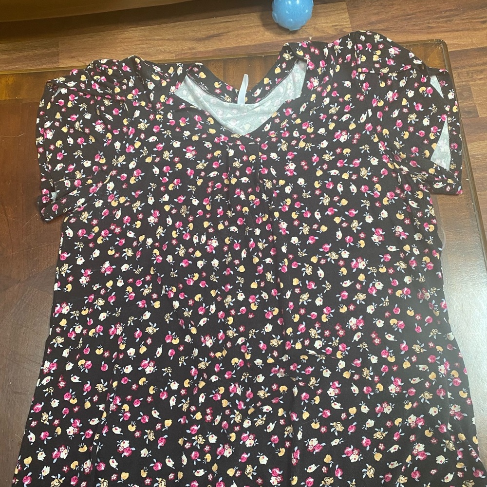Floral Black Top